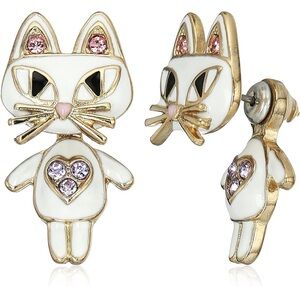 NWT- Betsey Johnson Cream Cat Earrings for Kids